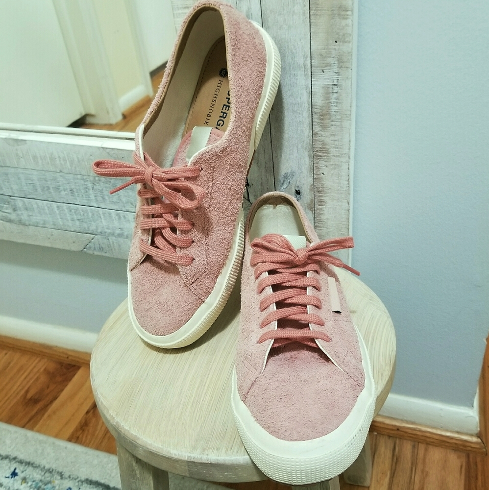 Superga Dusty Pink Suede Leather Lace Up Sneakers - Picture 1 of 12